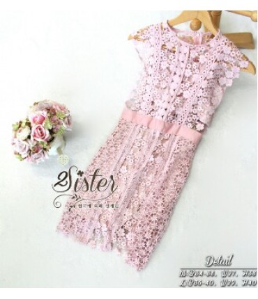 Little Flower Pink Crochet Dress