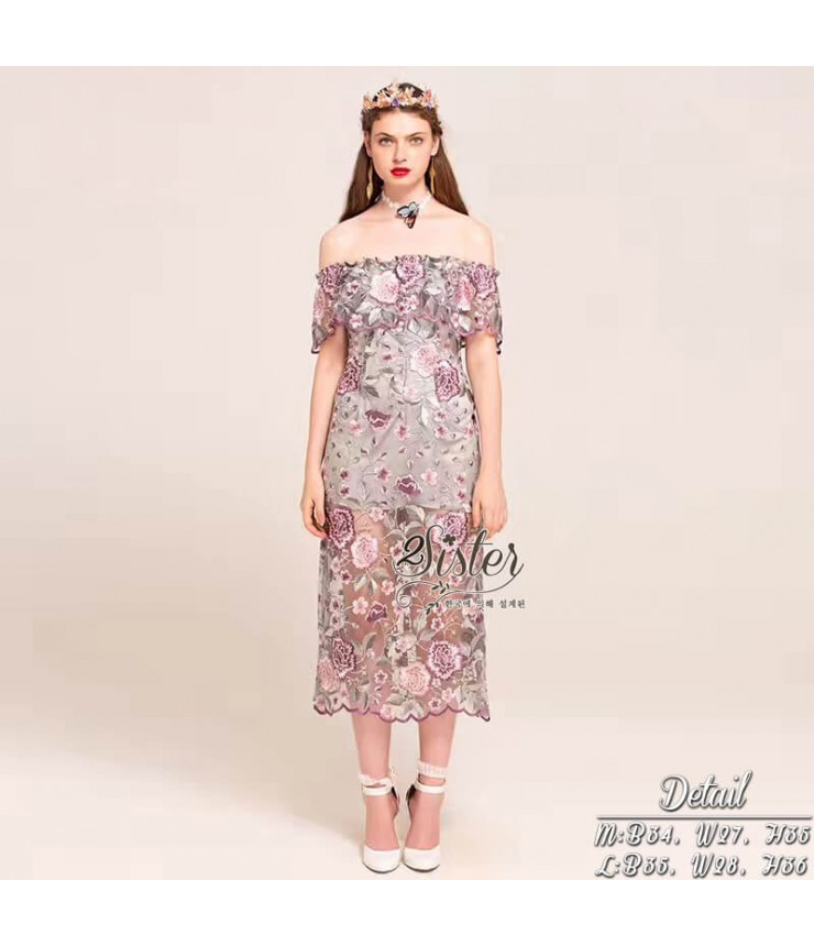 Fairy Purple Floral Lace Dress