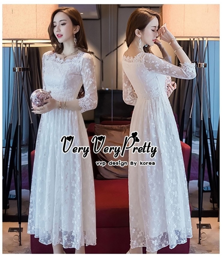 Buy Lace Overlay White Maxi Dress [Premium Quality]
